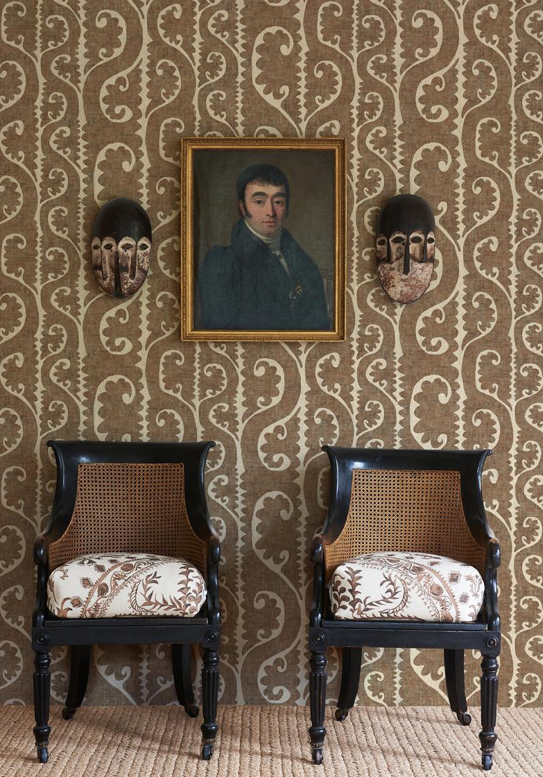 Totem wallpaper in room, lewis and wood