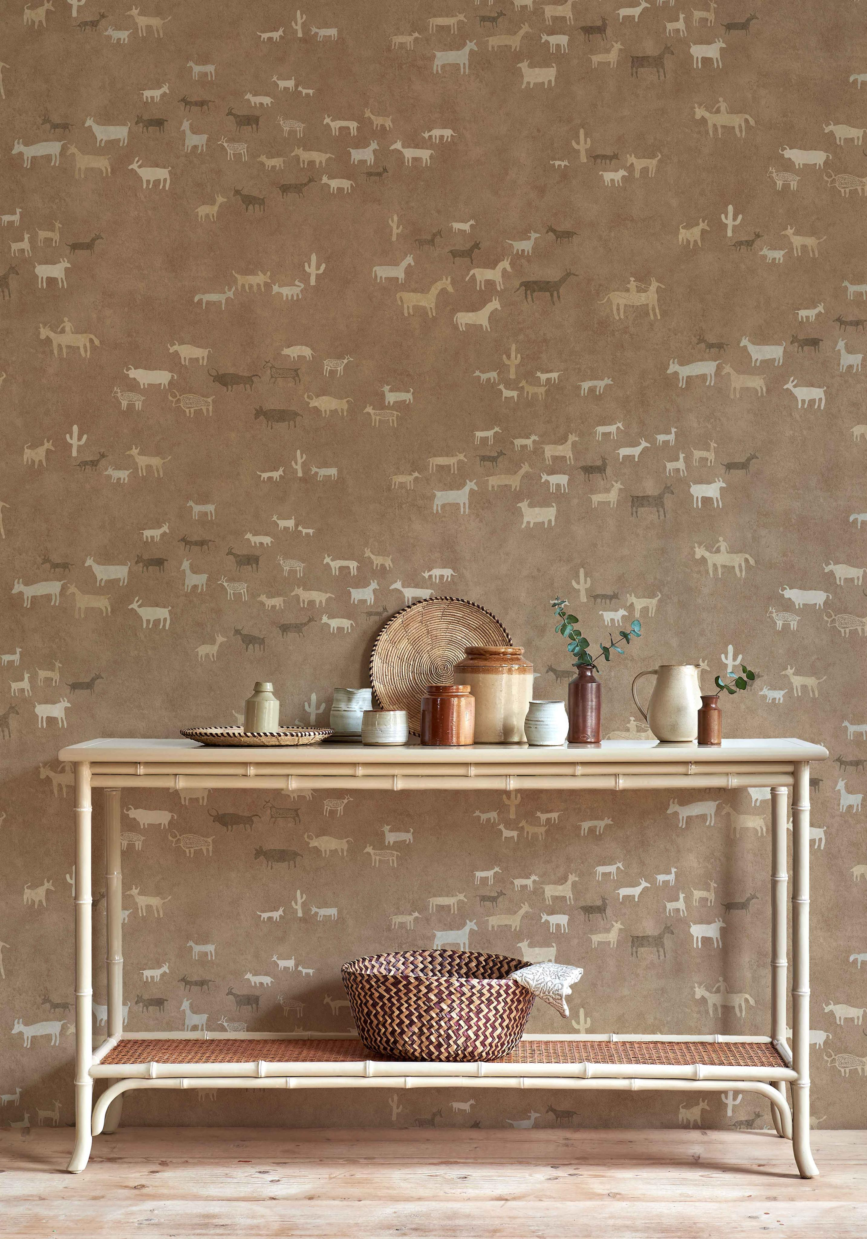 Paper Trail wallpaper in kitchen, lewis and wood