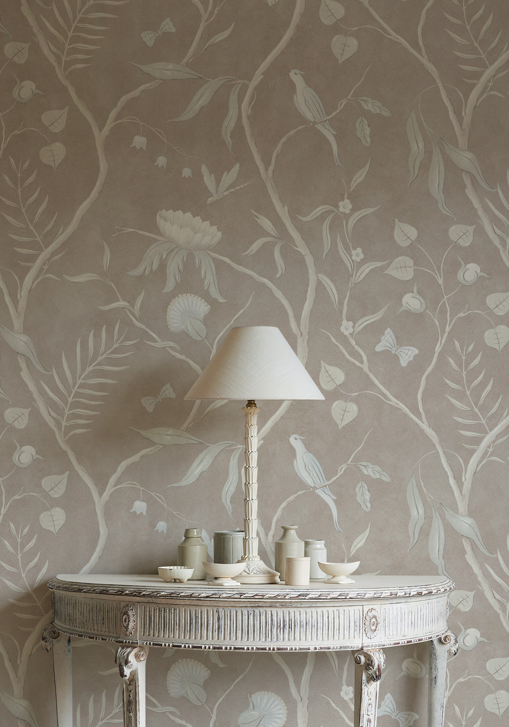 Adam's Eden Roan wallpaper in room, lewis and wood