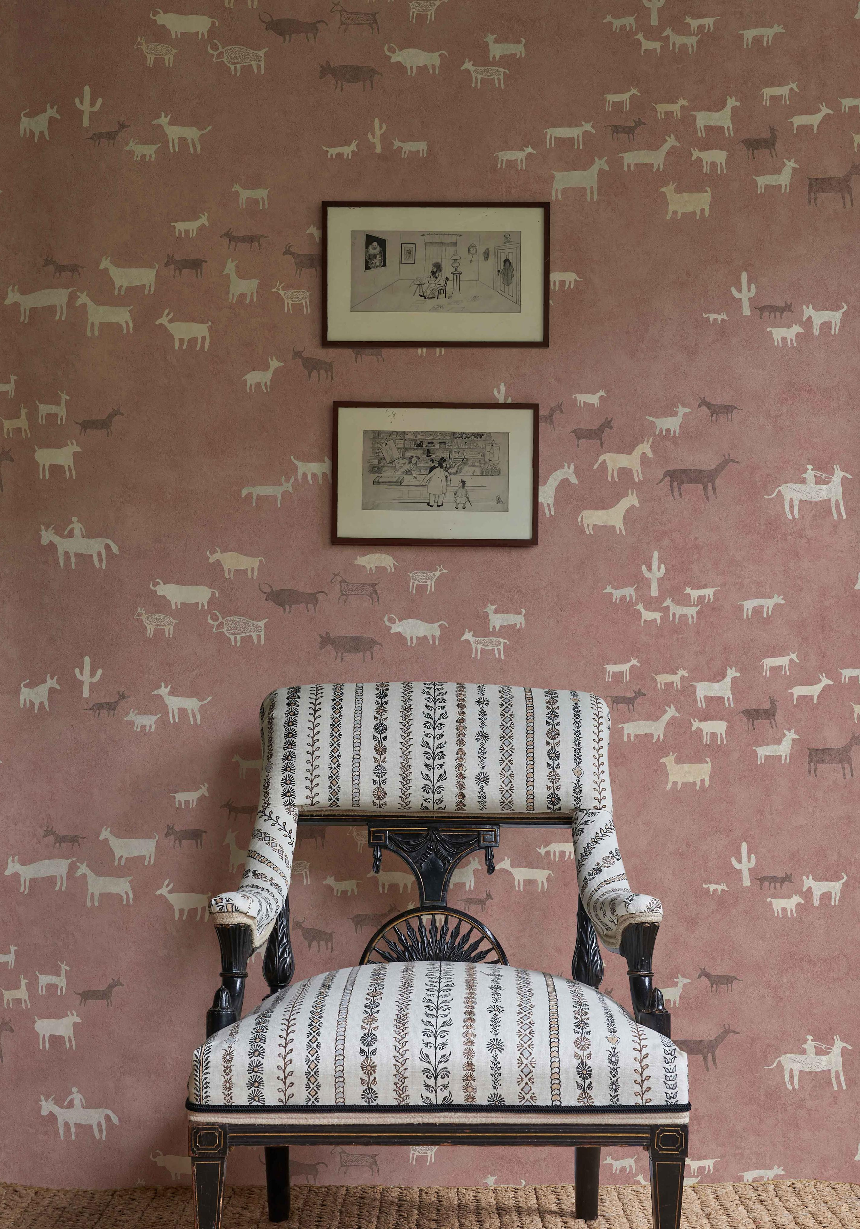 Paper Trail wallpaper in room, lewis and wood