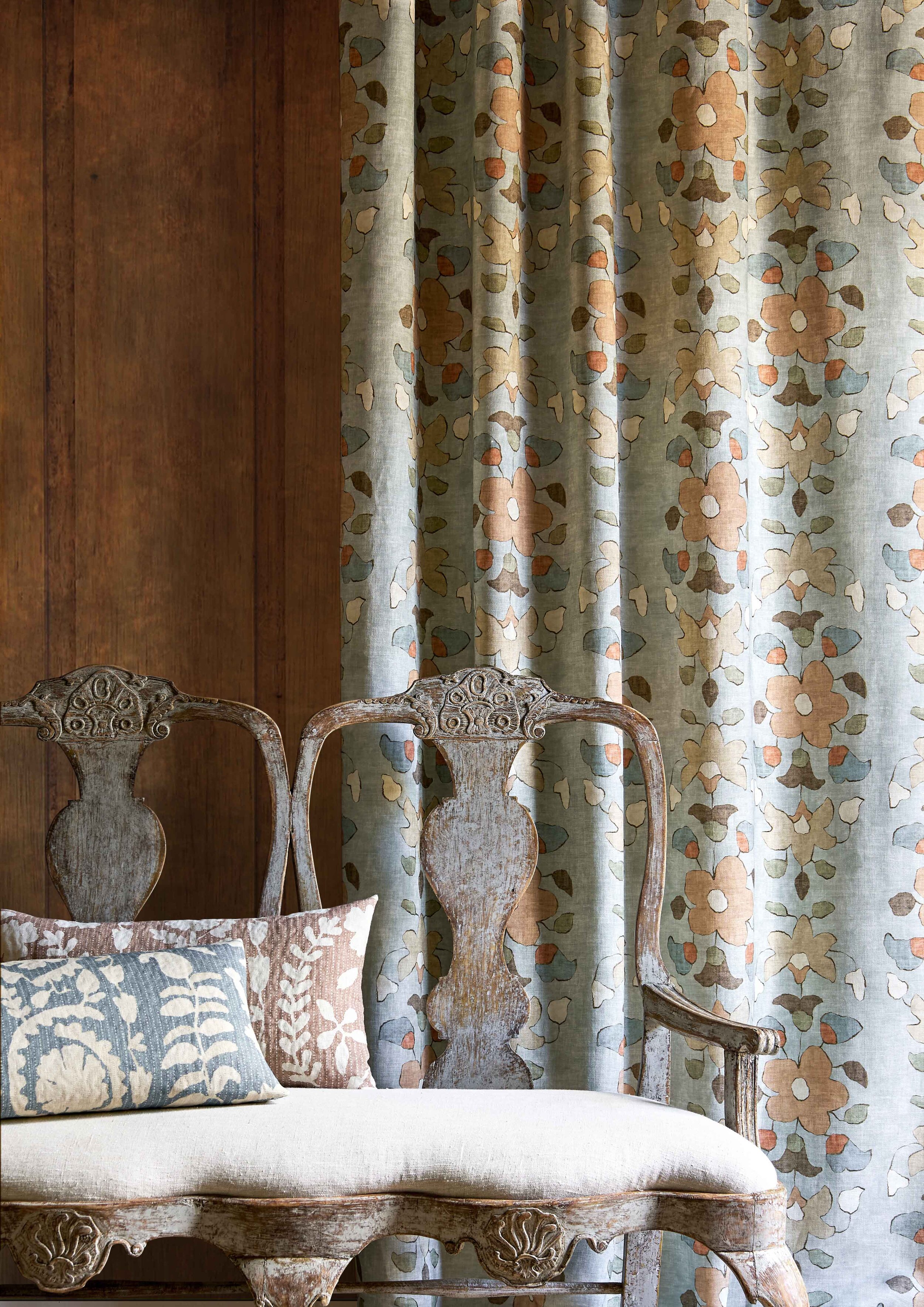 earthy tone floral curtain lewis and wood