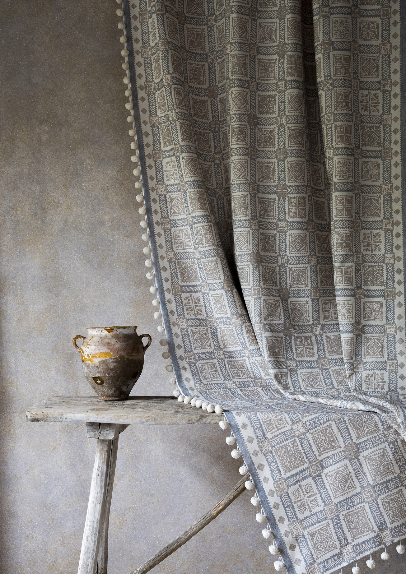 blue sand palmyra curtain lewis and wood