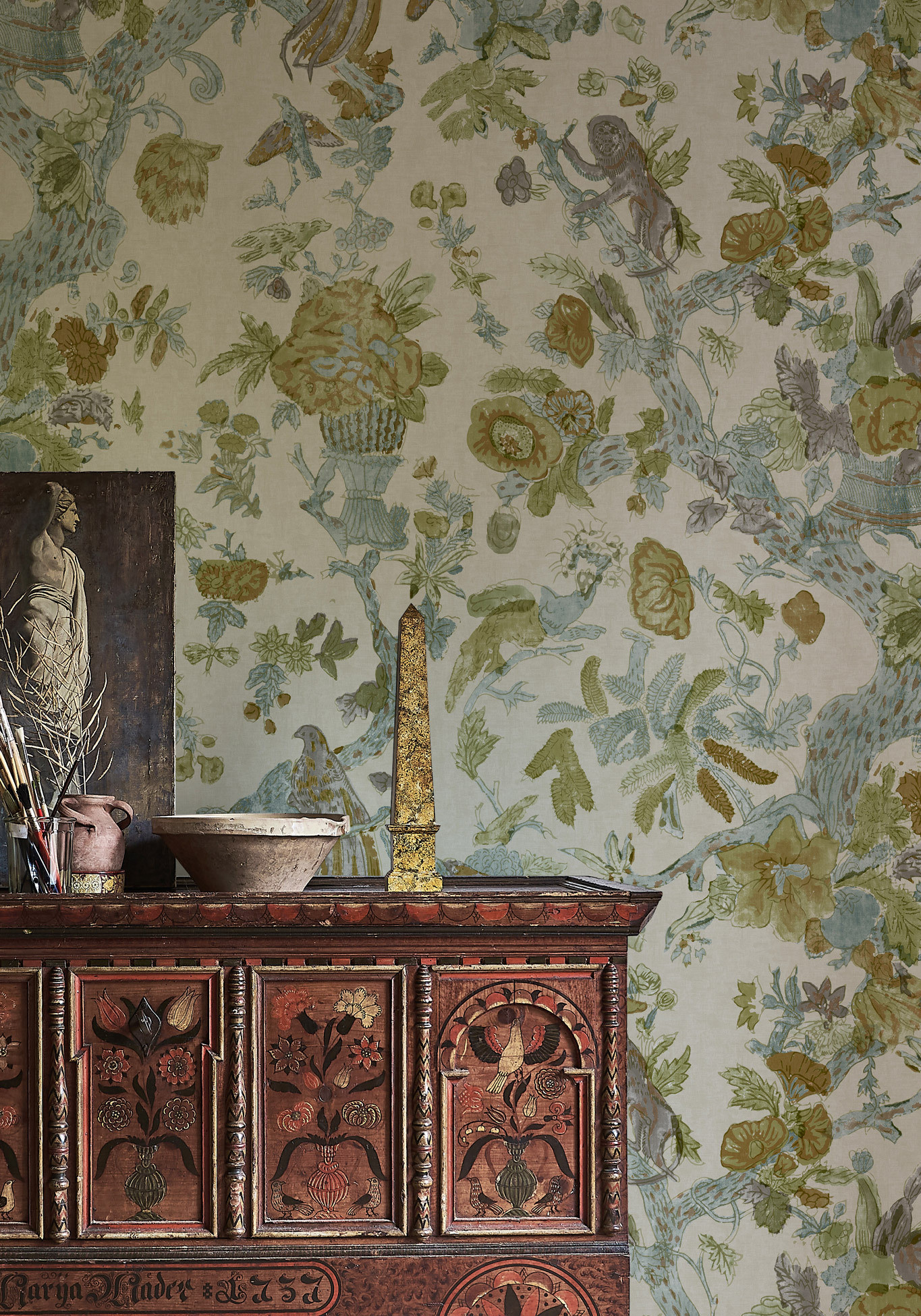 Wild Thing Ginger Kiwi wallpaper in room lewis and wood