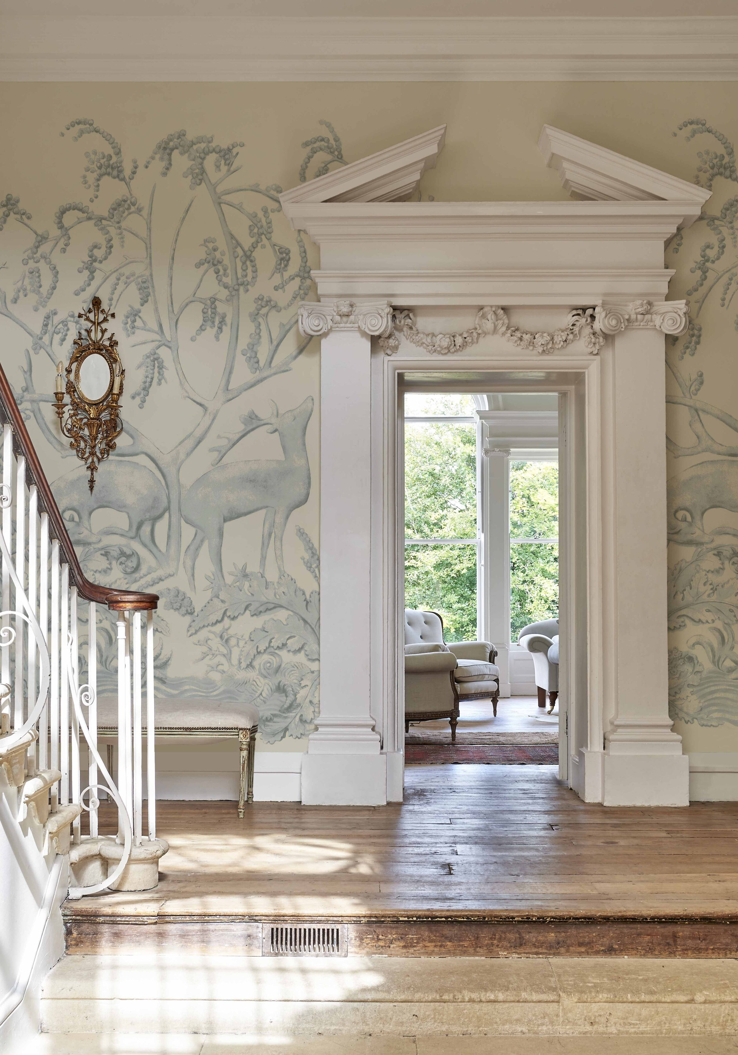 Sika blue panel wallpaper lewis and wood