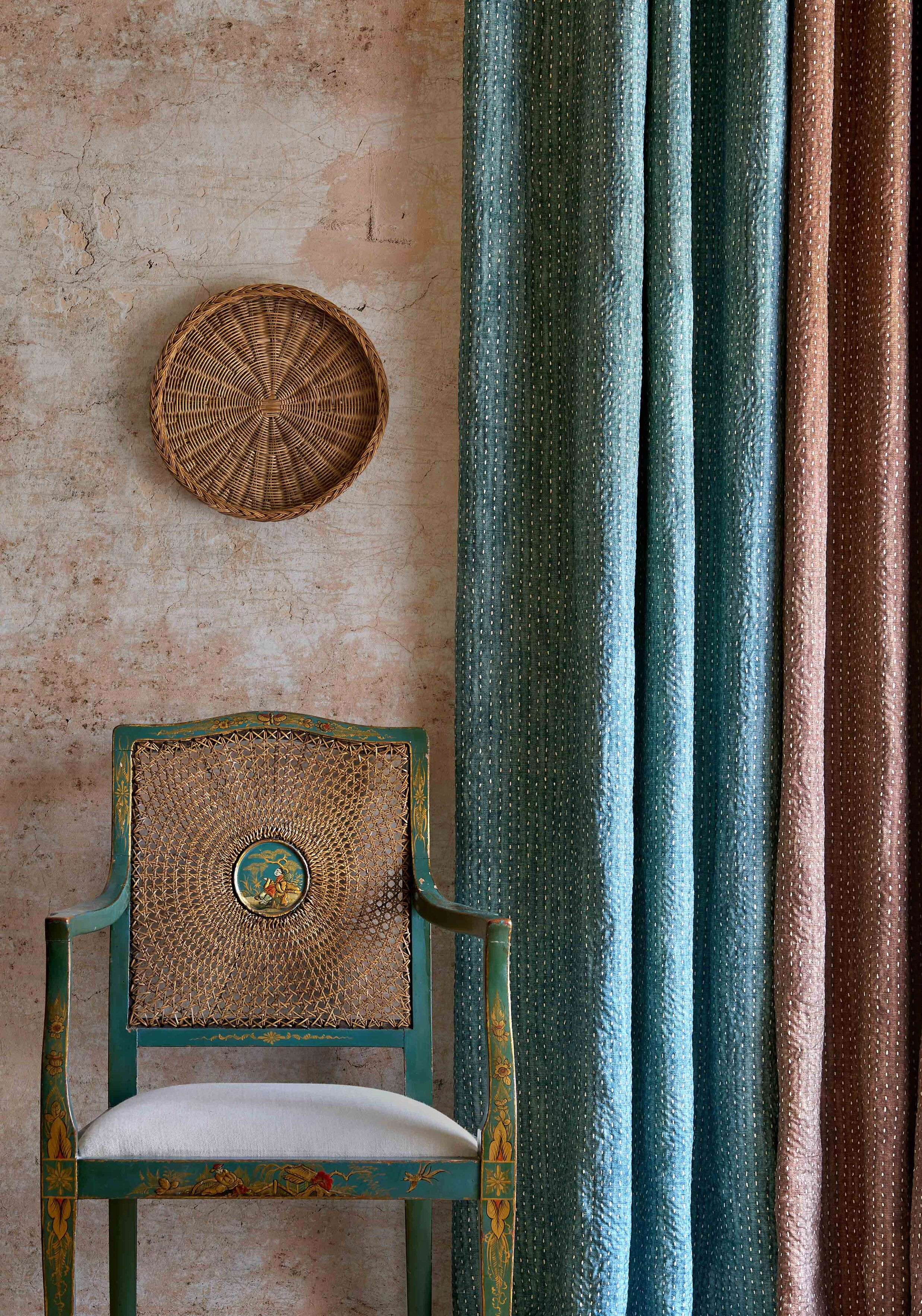 wild rice curtain in room, lewis and wood
